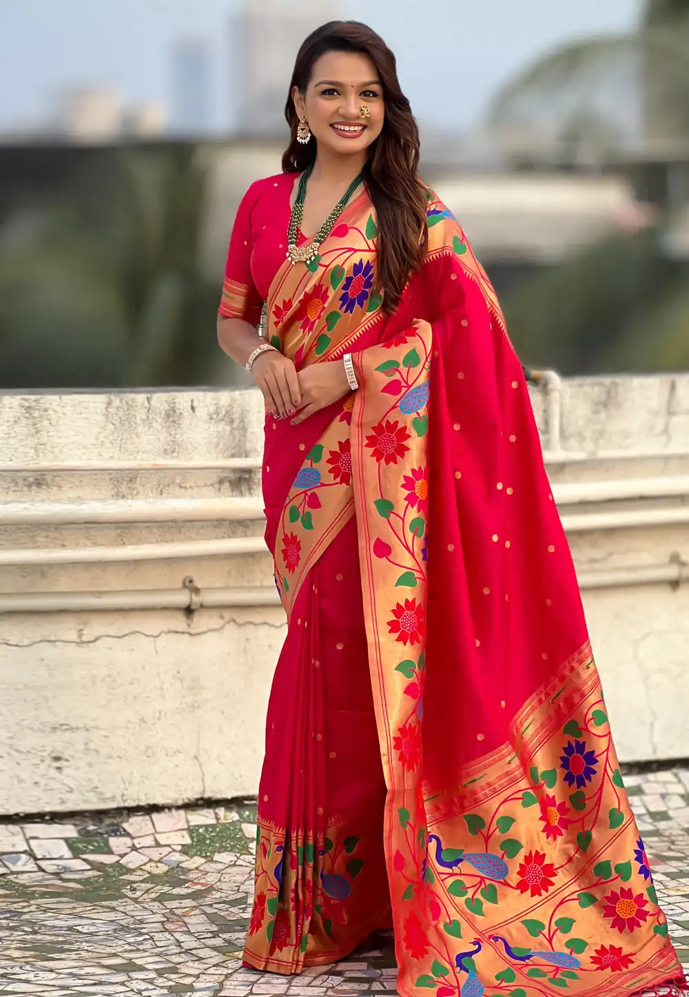 Magenta Silk Saree With Blouse 323581