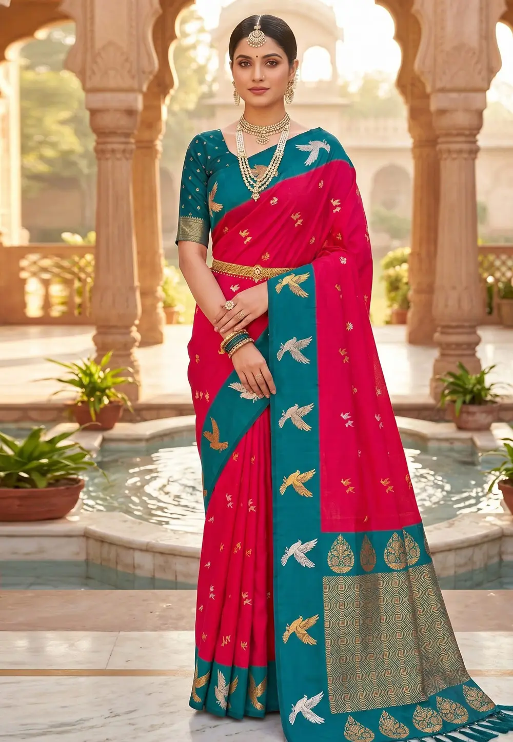 Magenta Silk Saree With Blouse 331001