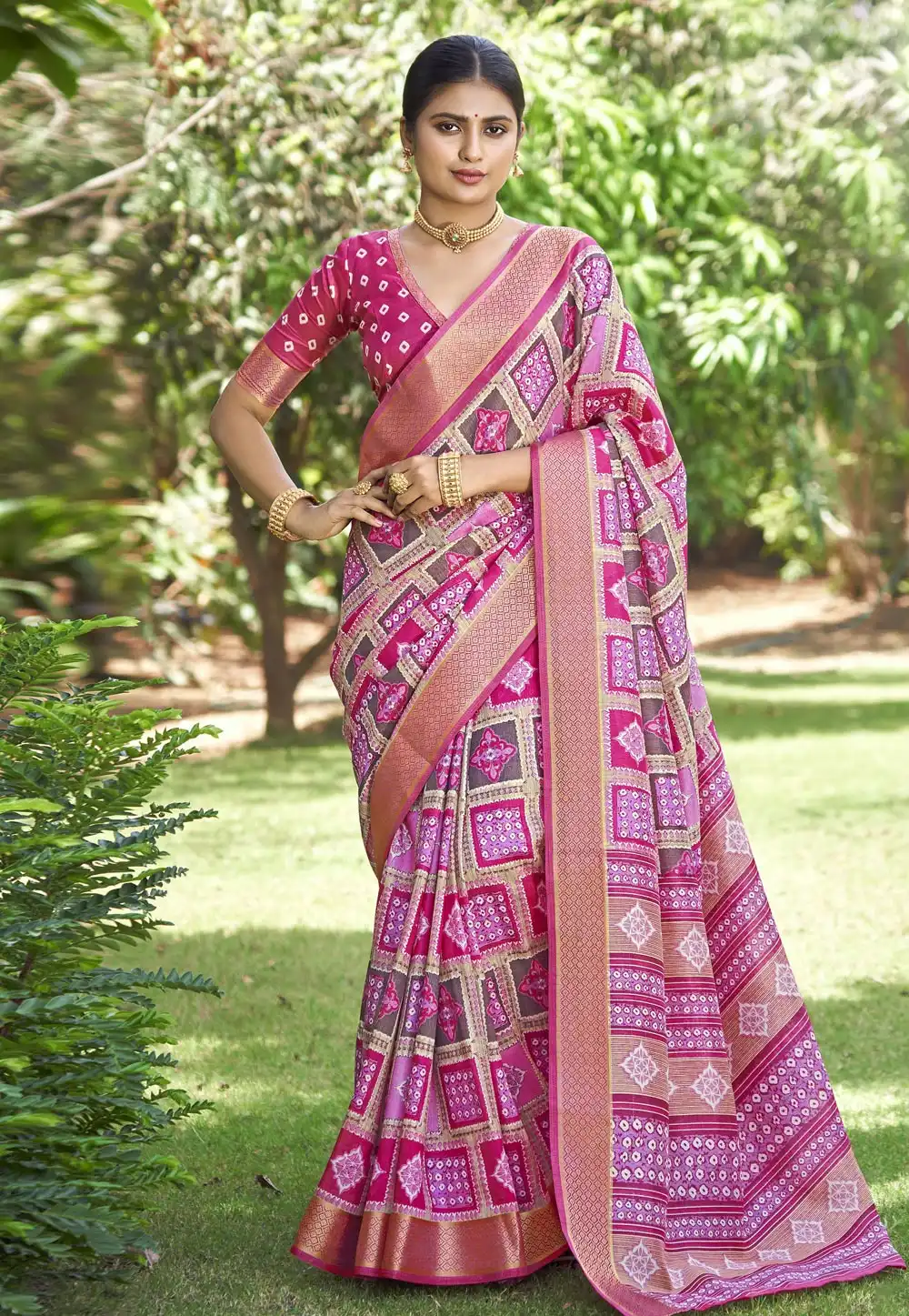 Magenta Silk Saree With Blouse 288465