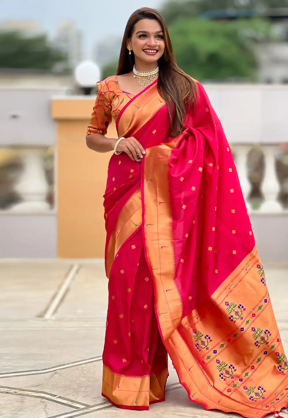 Magenta Silk Saree With Blouse 314749