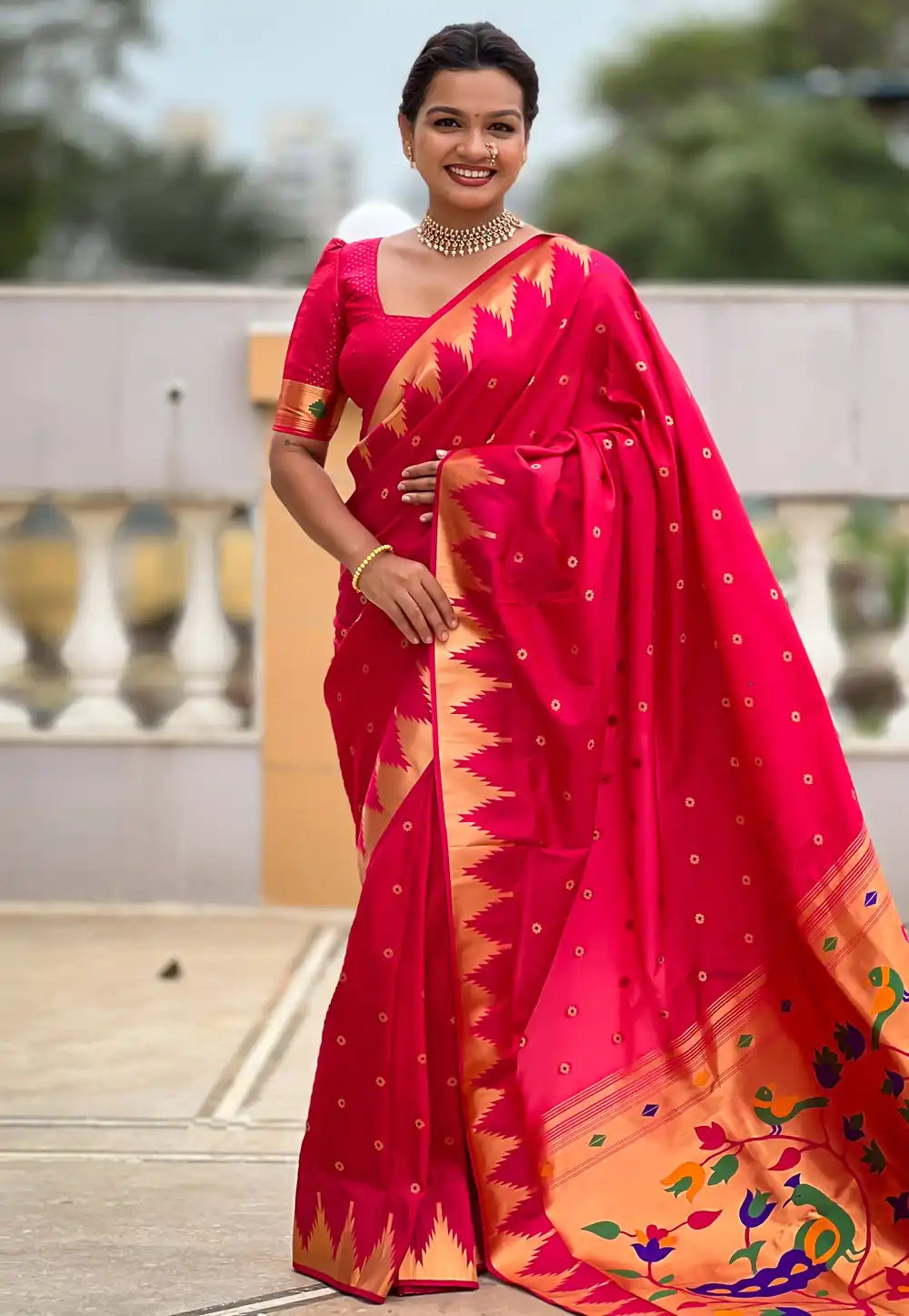 Magenta Silk Saree With Blouse 314766