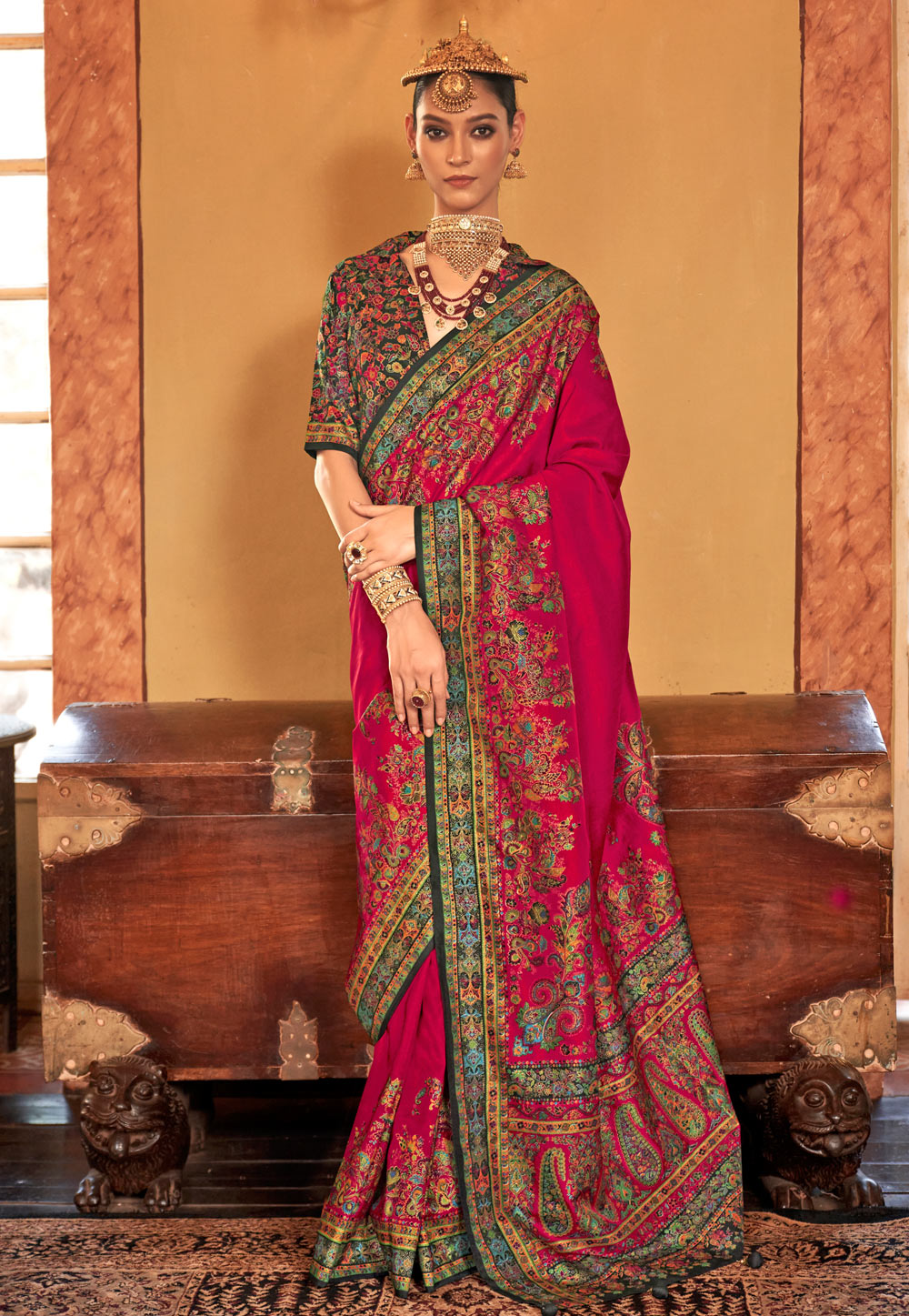 Magenta Silk Saree With Blouse 307015