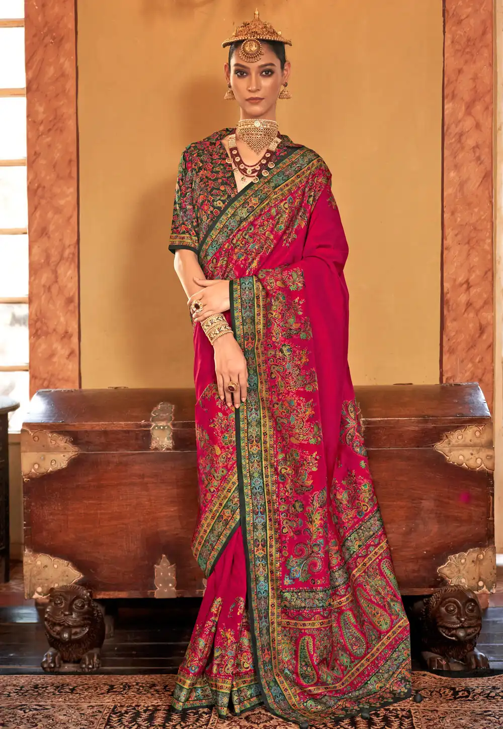 Magenta Silk Saree With Blouse 307015