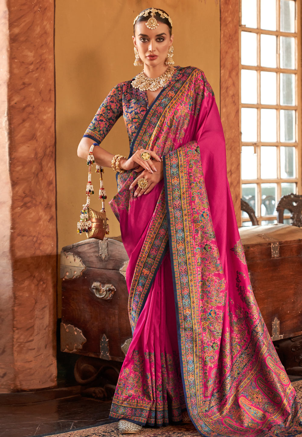 Magenta Silk Saree With Blouse 307020