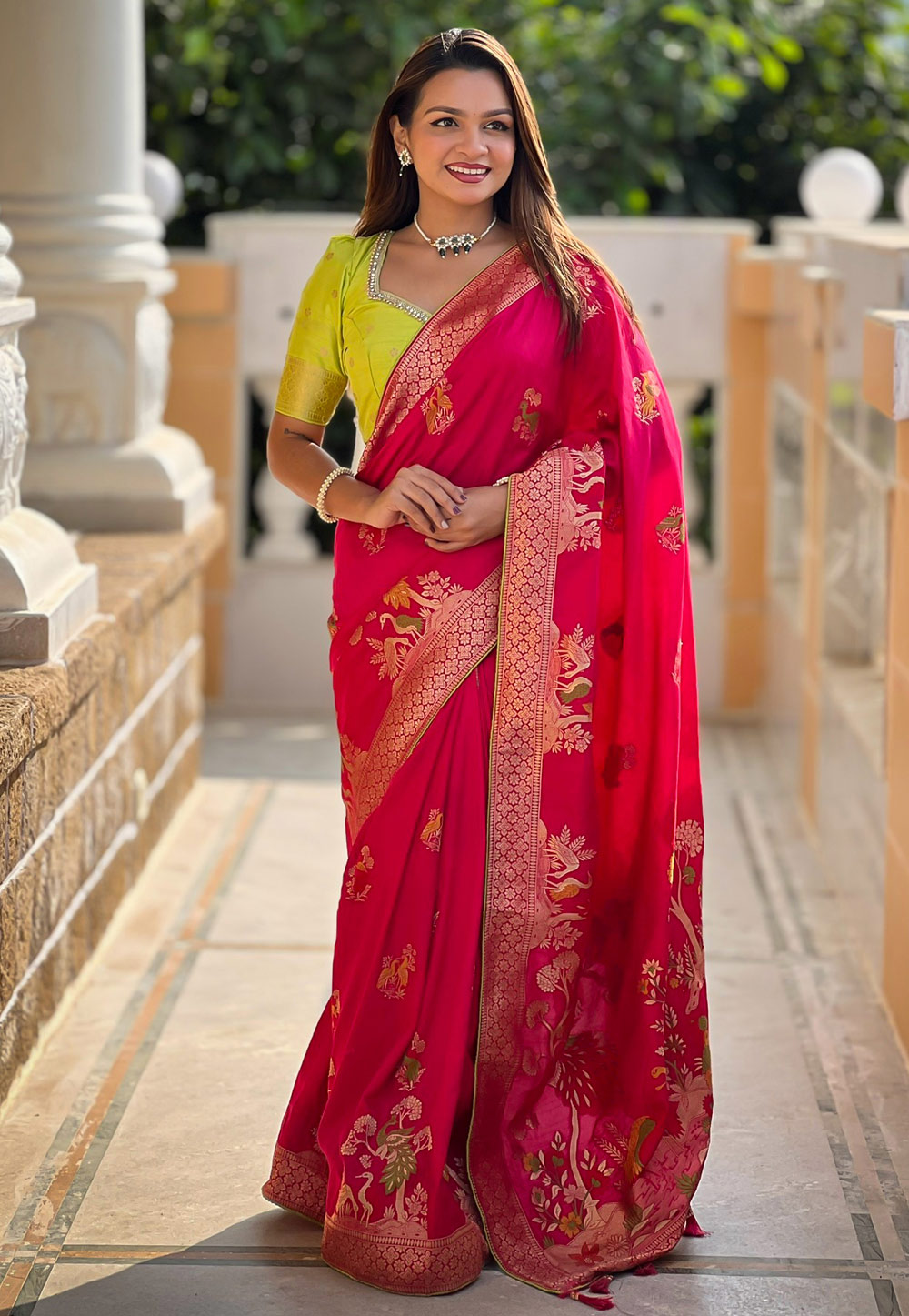 Magenta Silk Saree With Blouse 307232