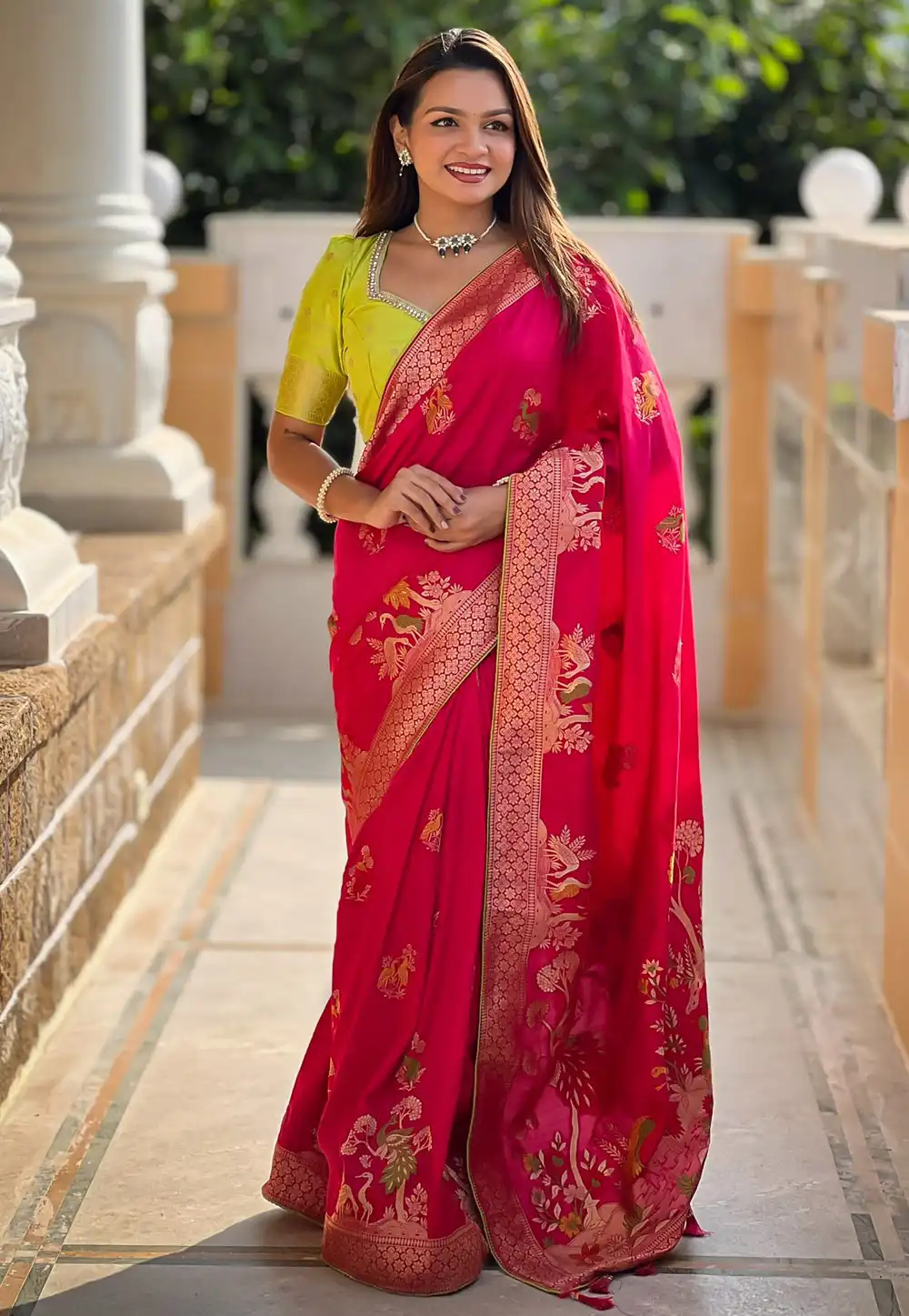 Magenta Silk Saree With Blouse 307232
