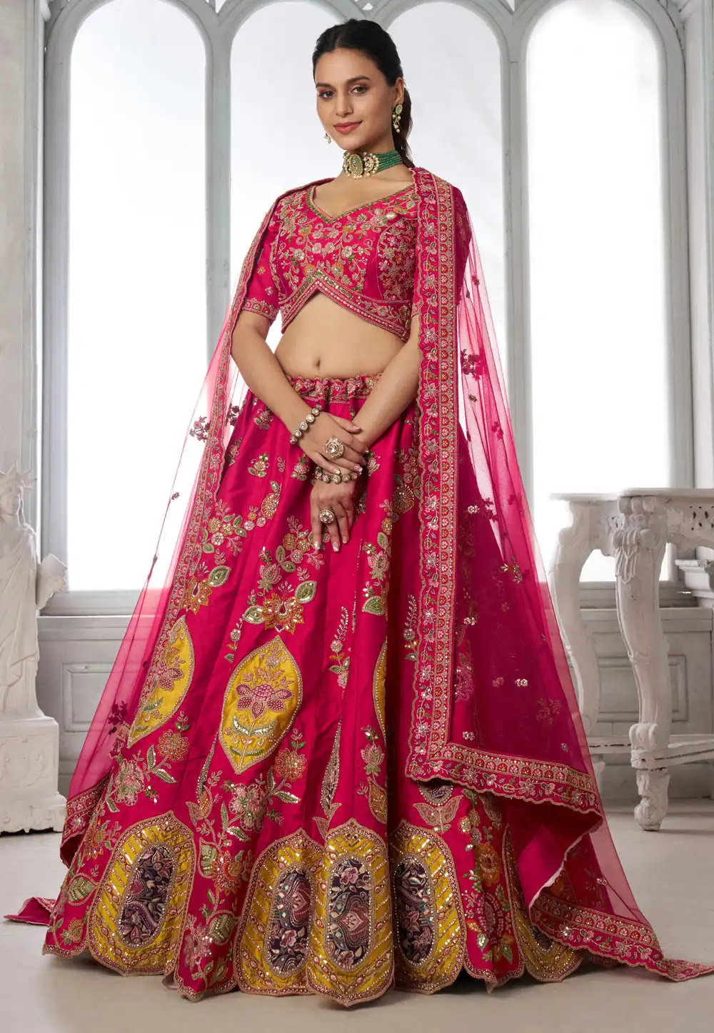 Magenta Silk Wedding Lehenga Choli 329371