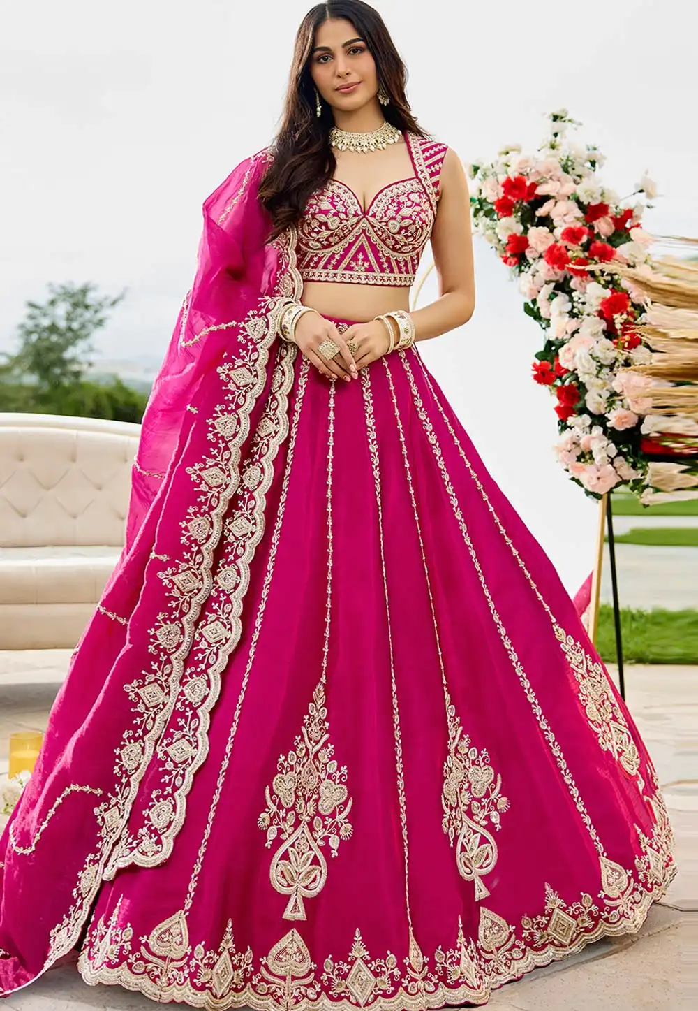 Magenta Silk Wedding Lehenga Choli 328208