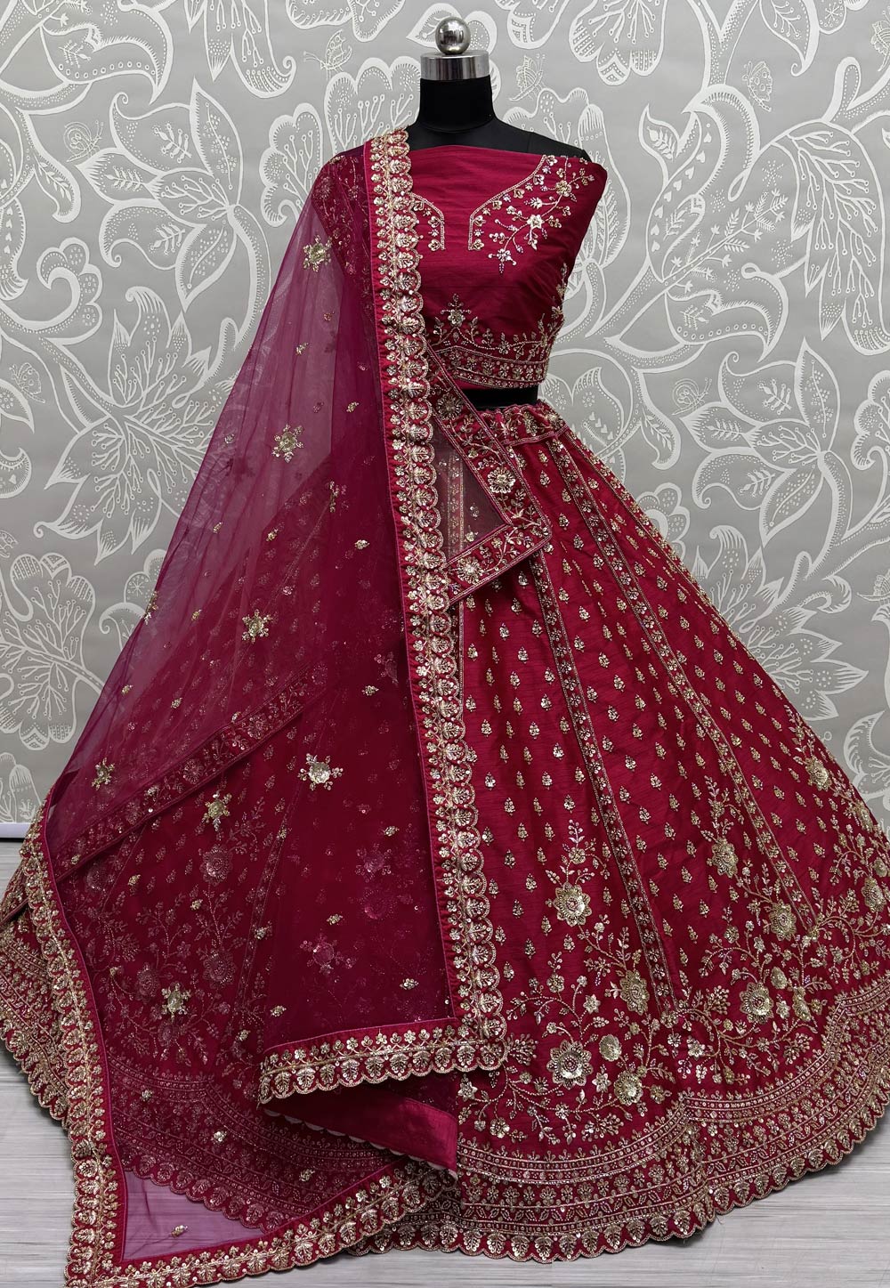 Magenta Silk Wedding Lehenga Choli 308693