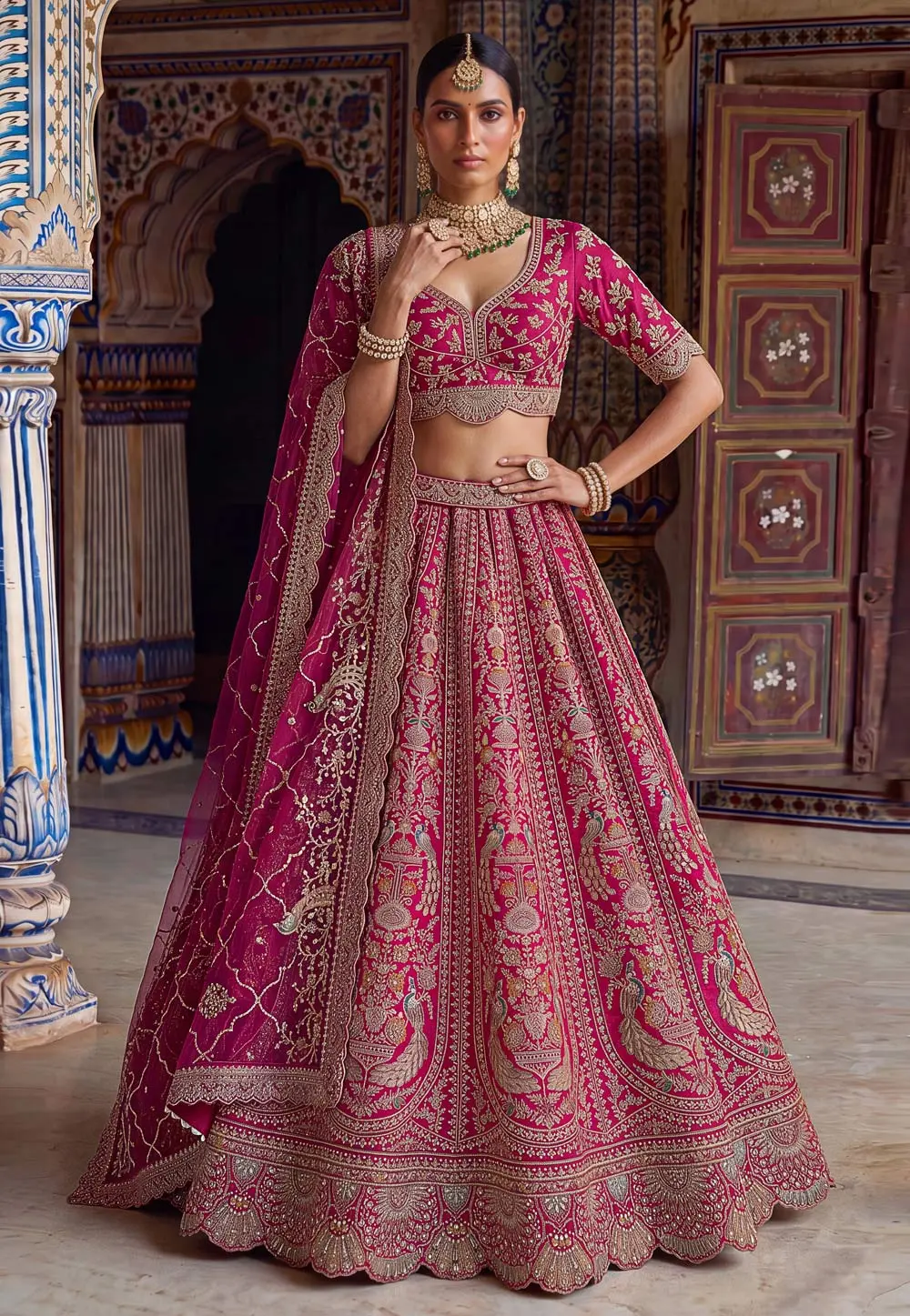 Magenta Silk Wedding Lehenga Choli 331806