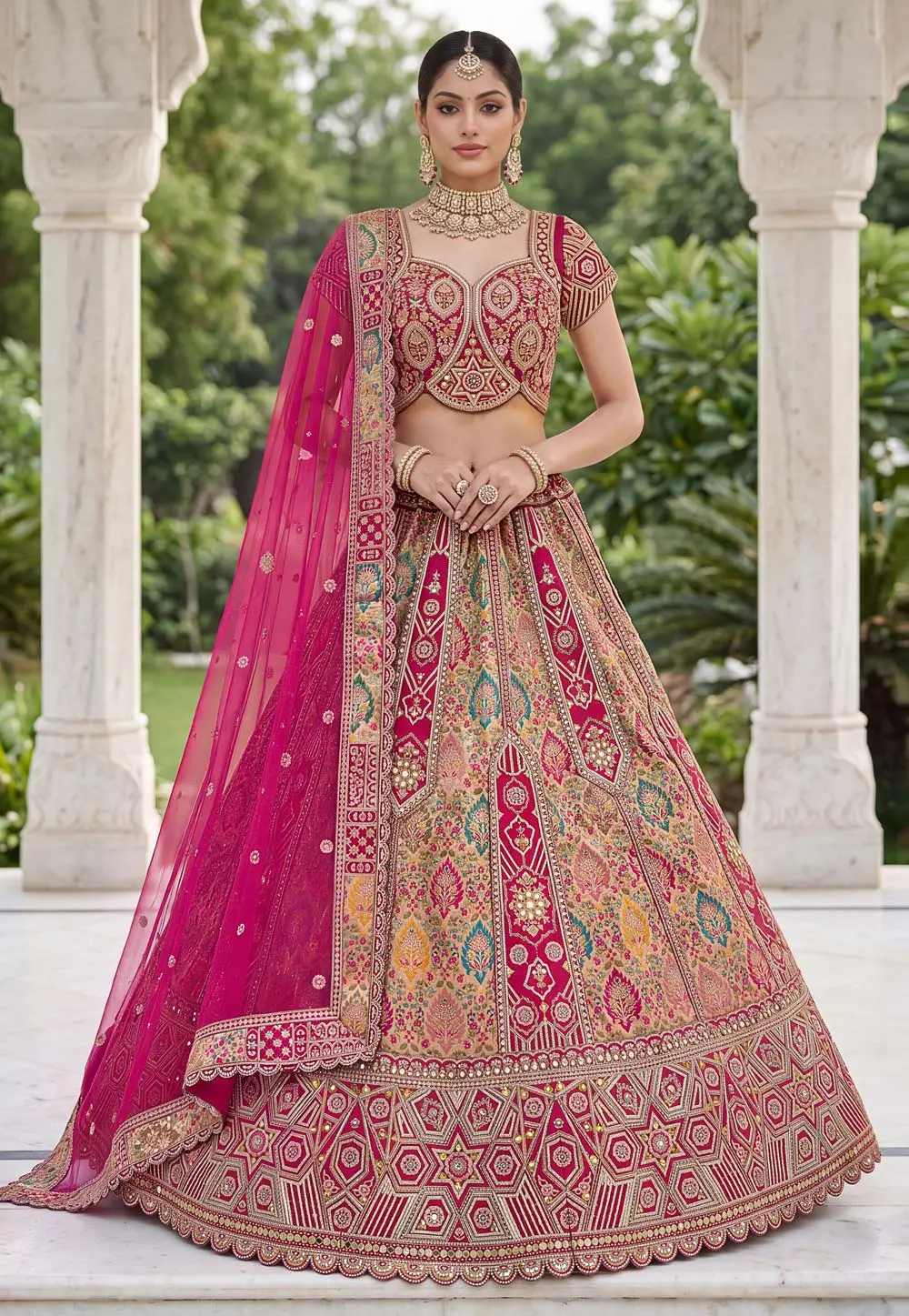 Magenta Silk Wedding Lehenga Choli 333047