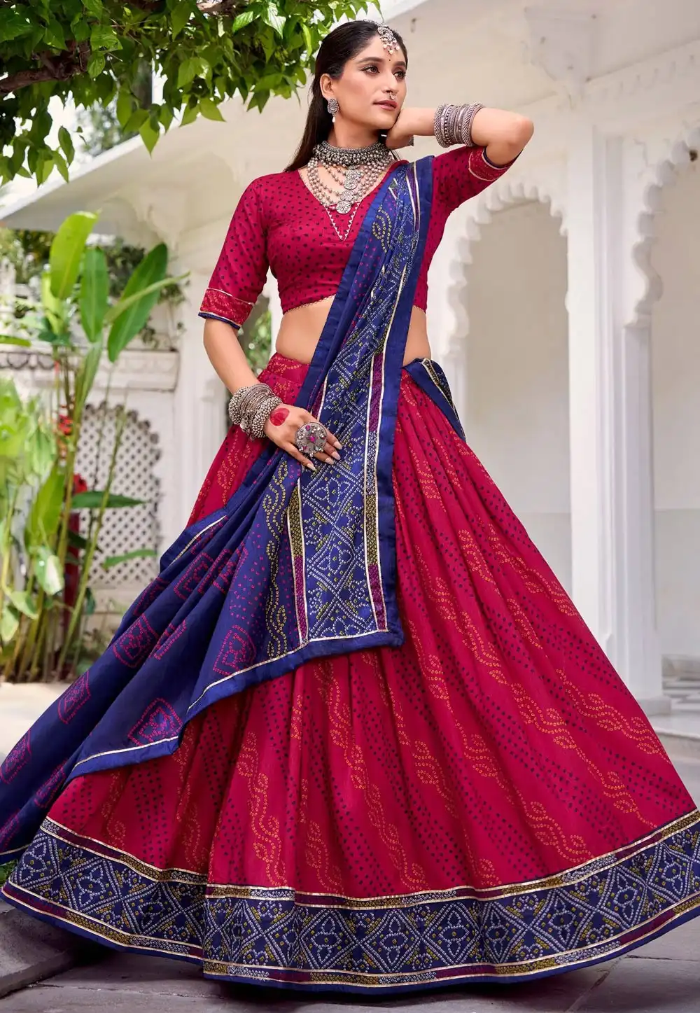 Magenta Tussar Silk Circular Lehenga Choli 316263