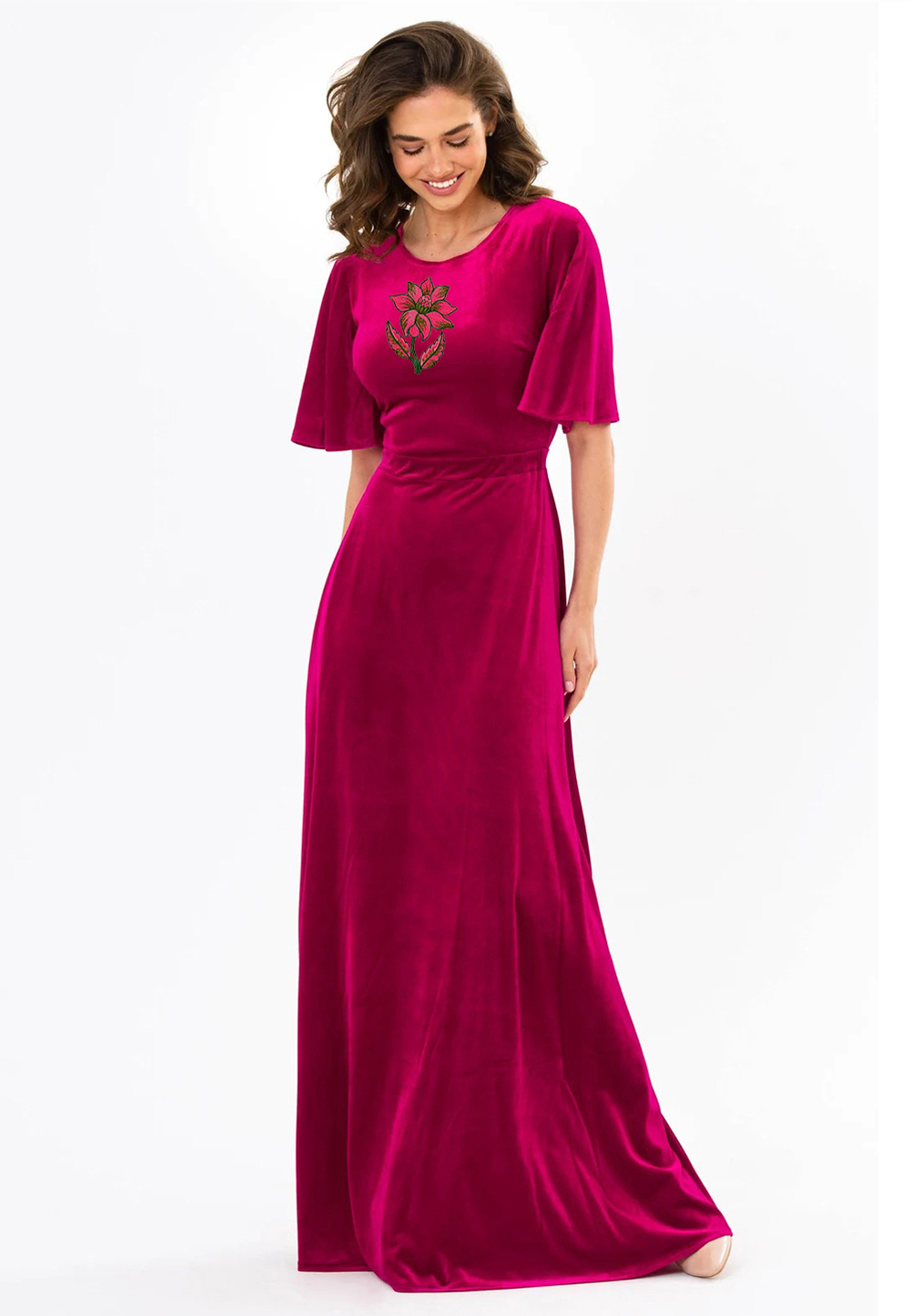Magenta Velvet Gown 306865