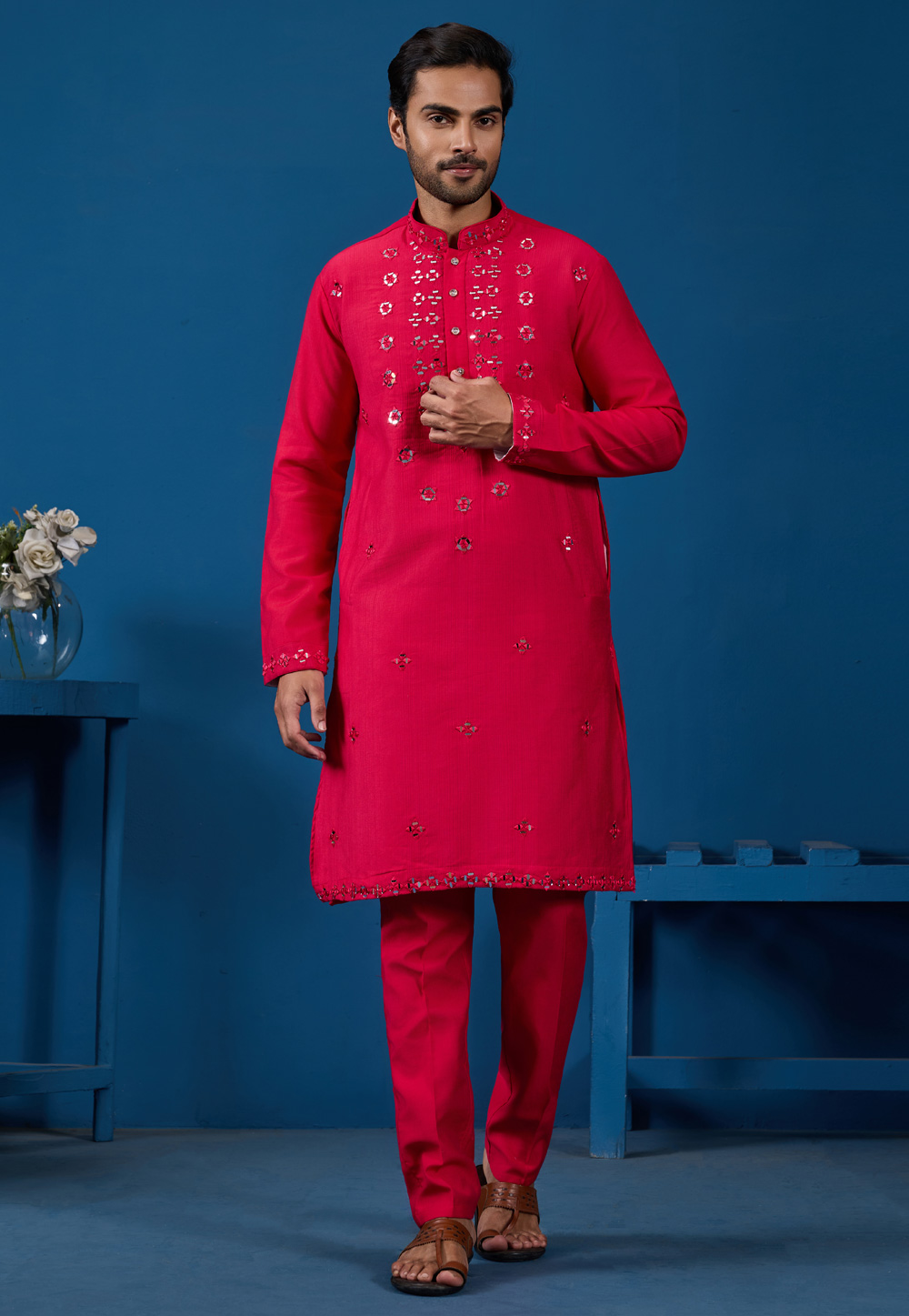 Magenta Viscose Kurta Pajama 318547