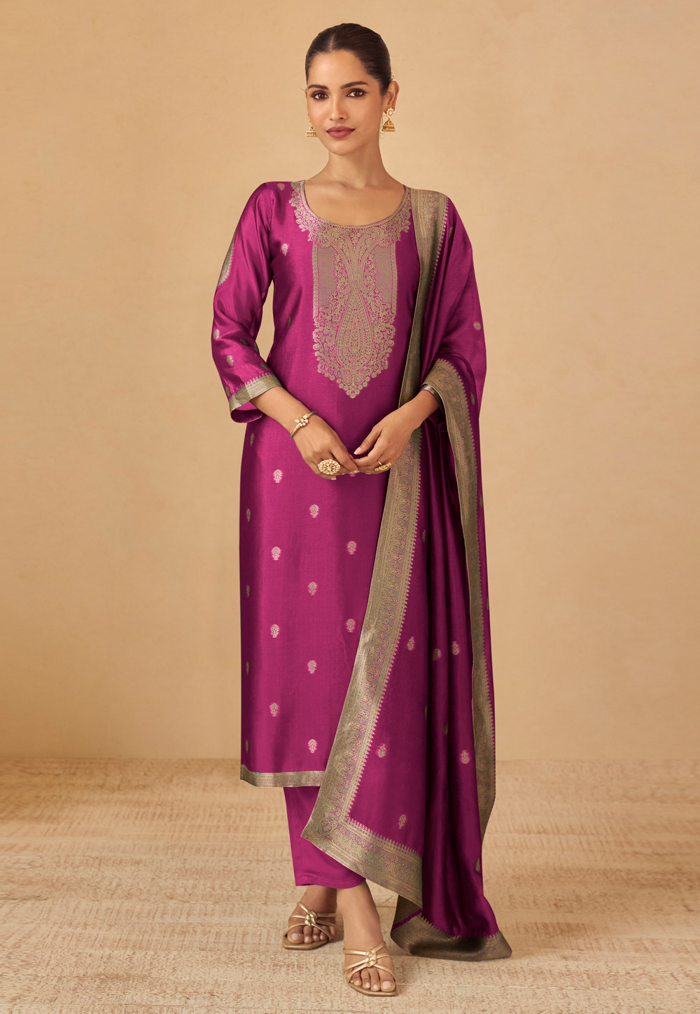 Magenta Viscose Pakistani Suit 320190