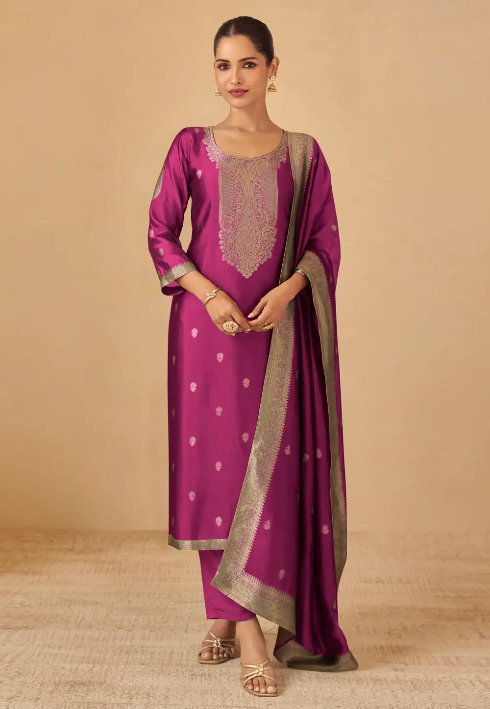 Magenta Viscose Pakistani Suit 320190