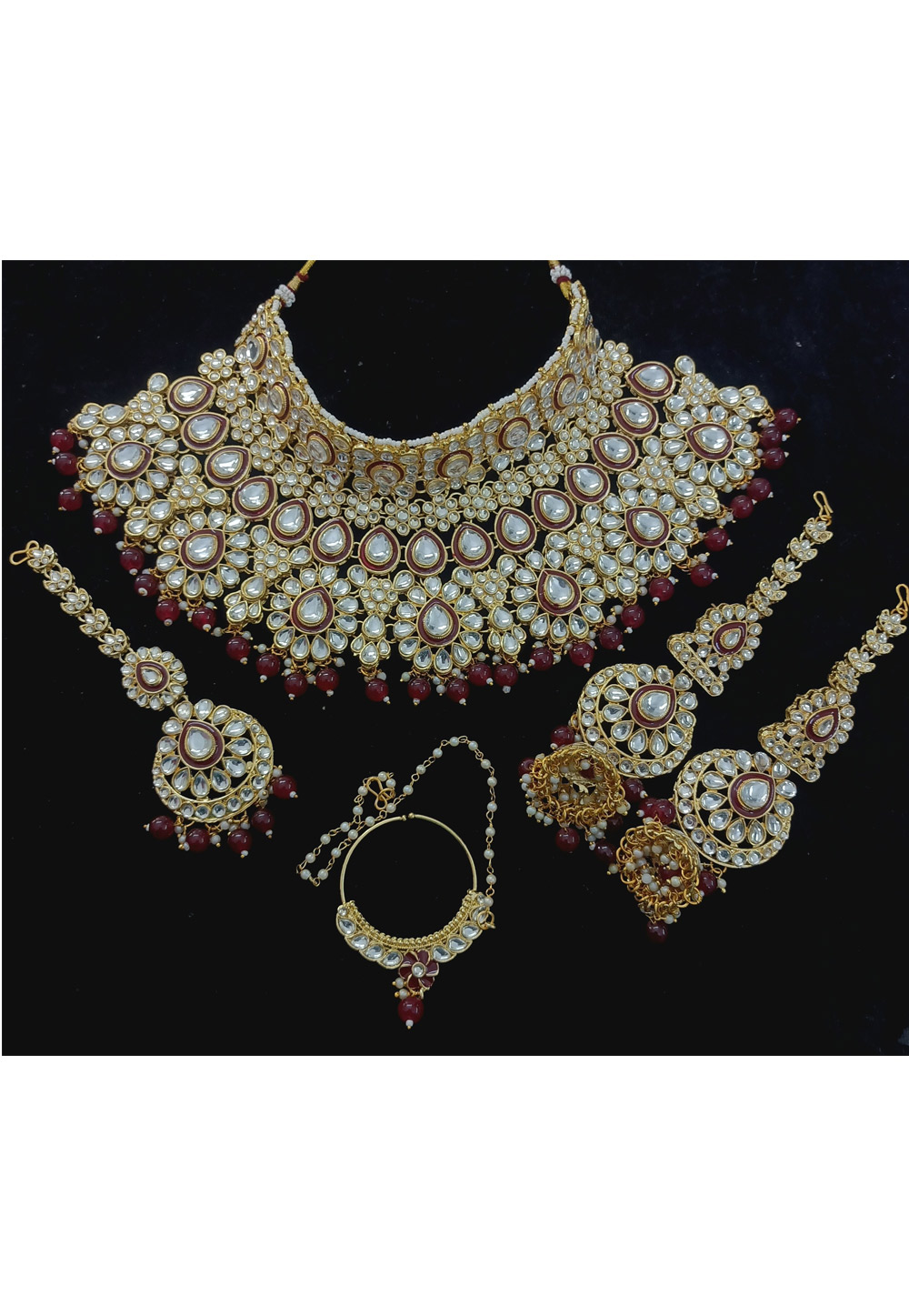 Maroon Alloy Bridal Set 328409