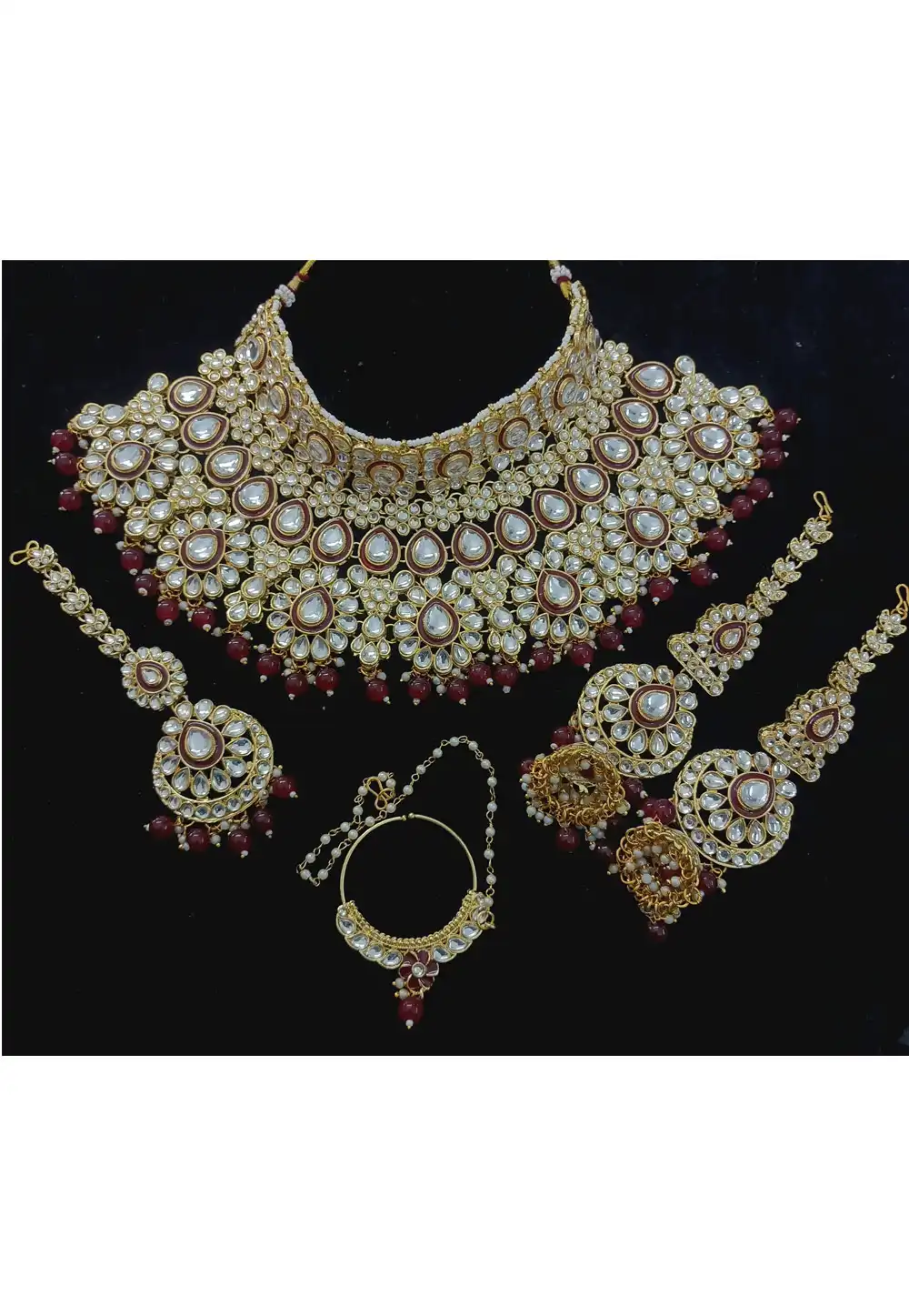 Maroon Alloy Bridal Set 328409
