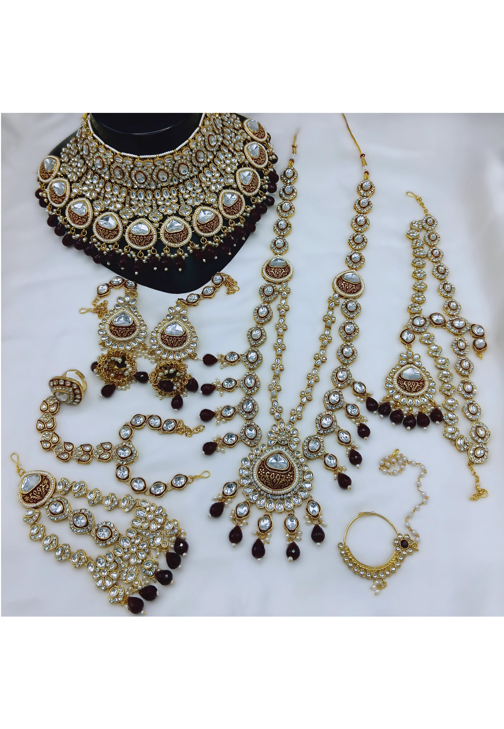 Maroon Alloy Bridal Set 328414