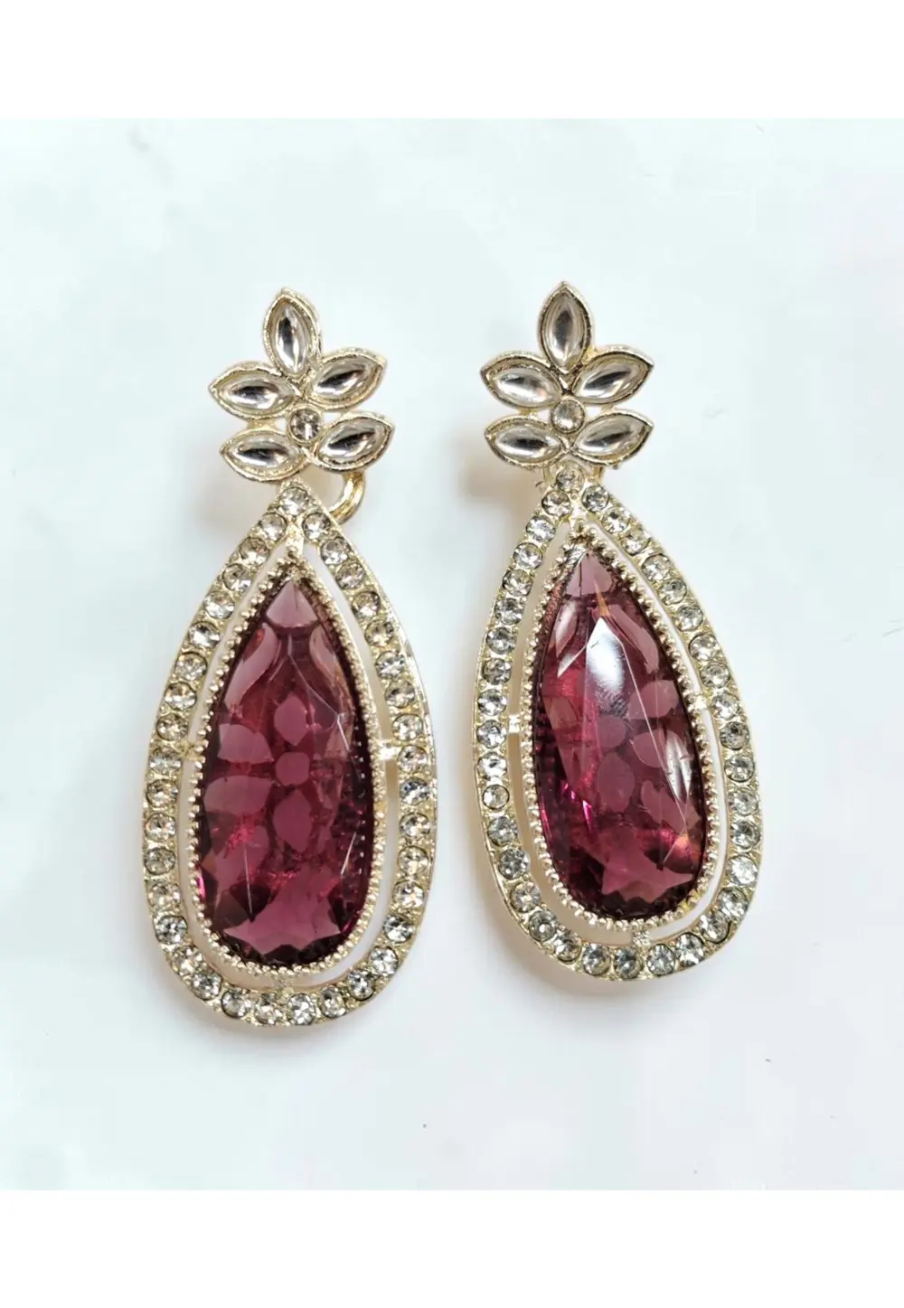 Maroon Alloy Earrings 331371