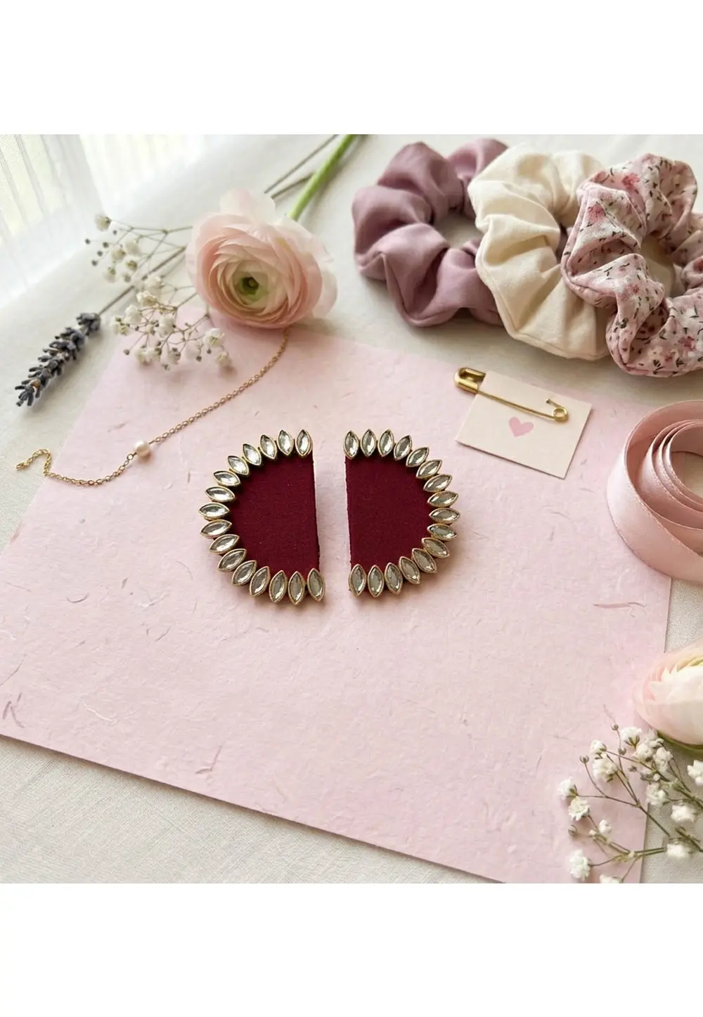 Maroon Alloy Earrings 331648