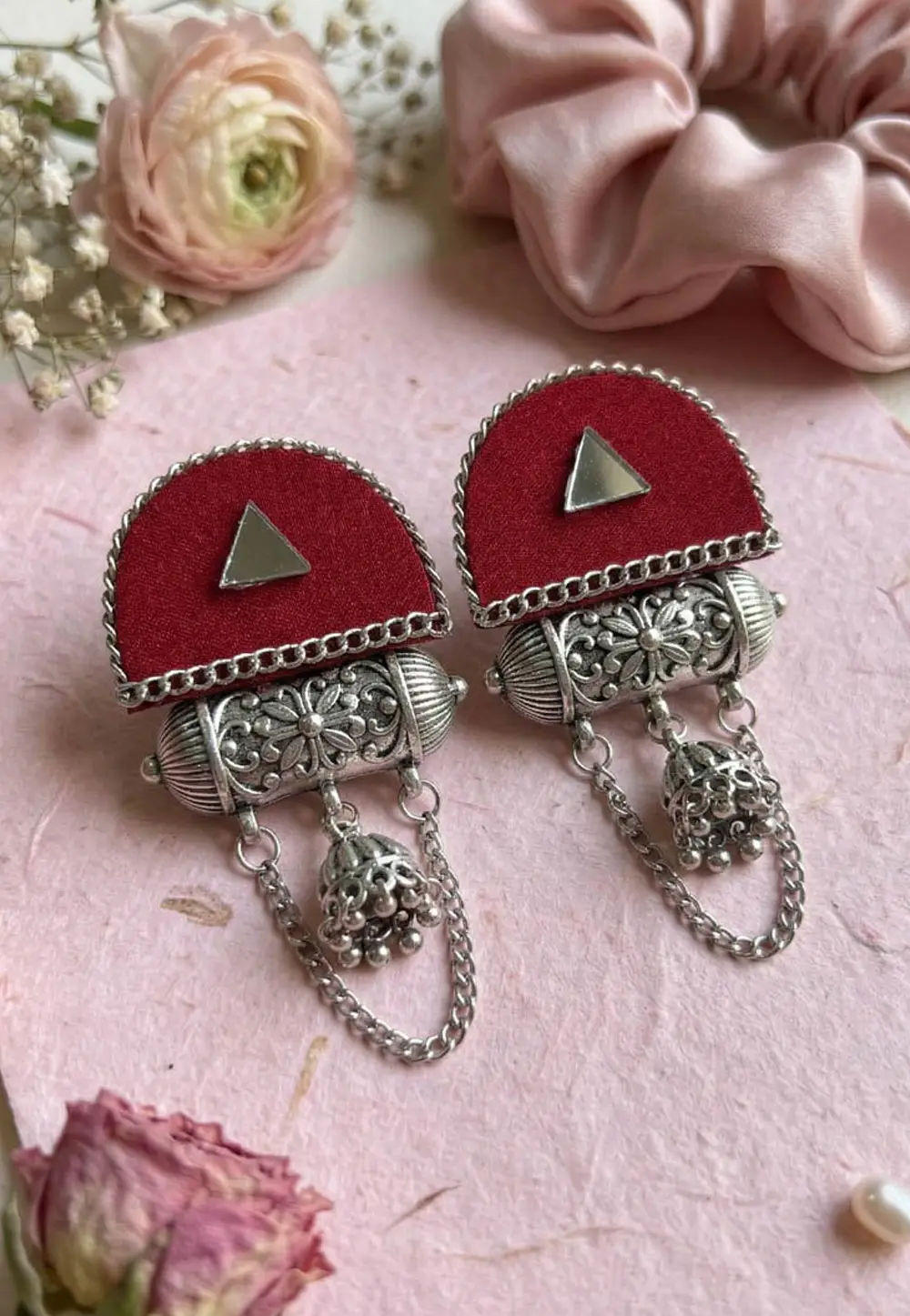 Maroon Alloy Earrings 332173