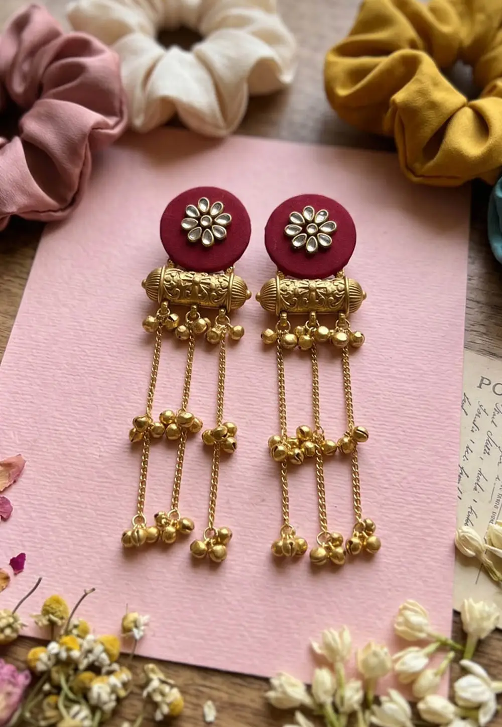 Maroon Alloy Earrings 332180