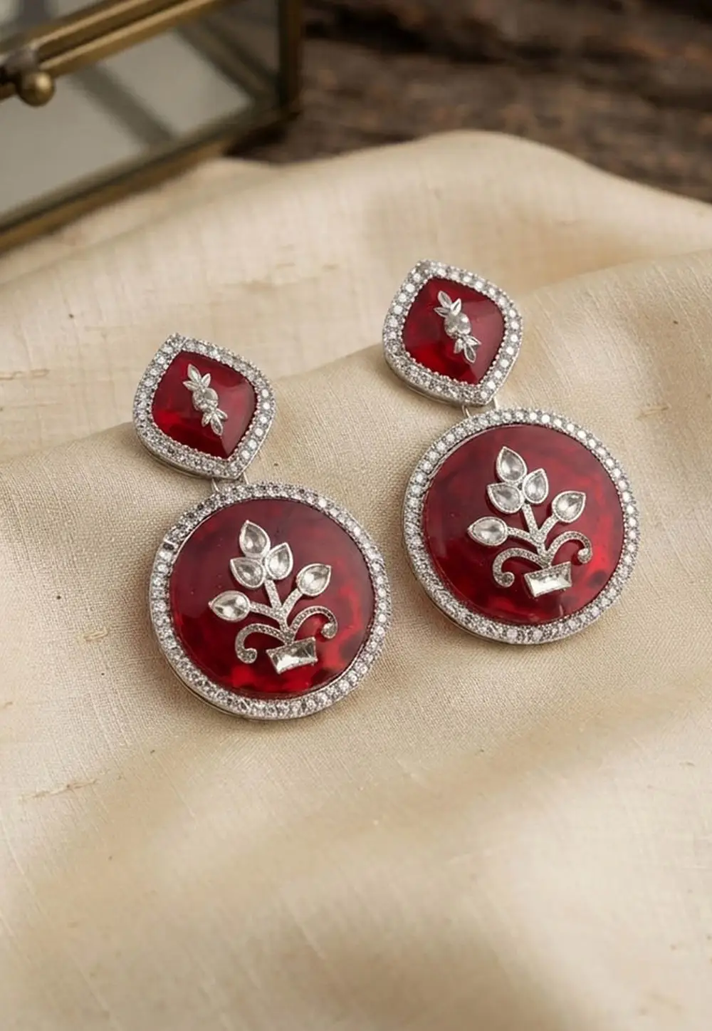 Maroon Alloy Earrings 336174