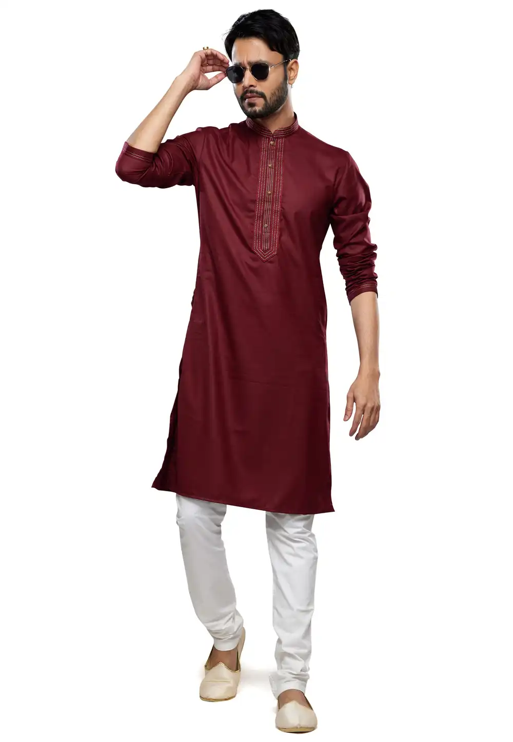 Maroon Art Silk Kurta Pajama 280936