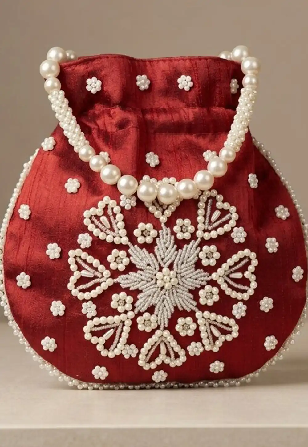 Maroon Art Silk Potli Bags 329283