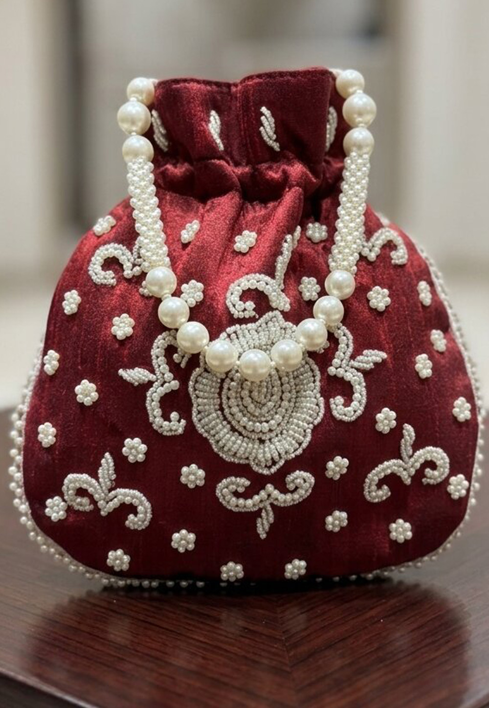 Maroon Art Silk Potli Bags 329287