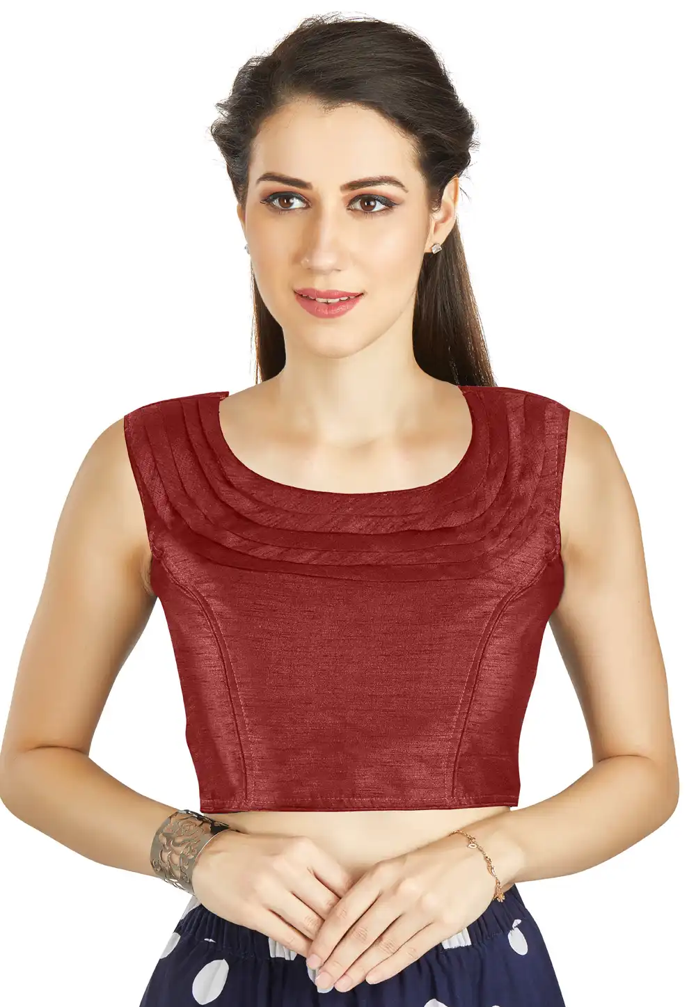 Maroon Art Silk Readymade Blouse 319471