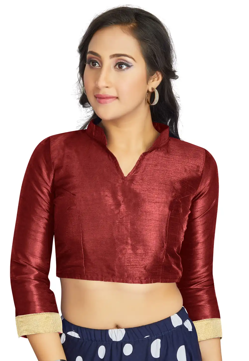 Maroon Art Silk Readymade Blouse 319626