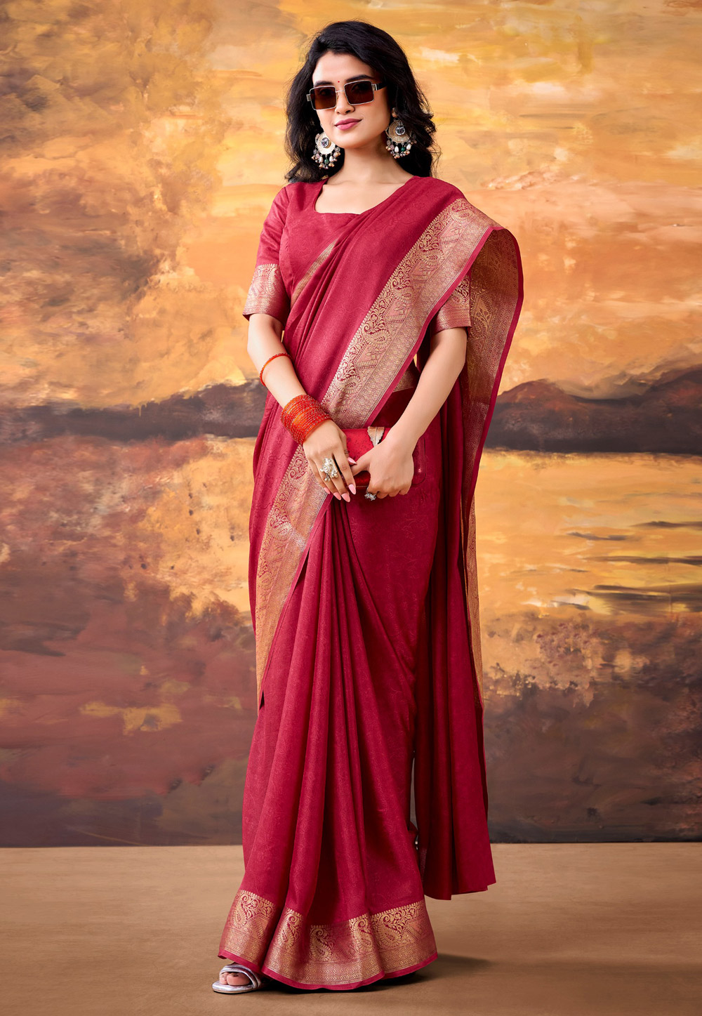 Maroon Art Silk Saree With Blouse 328831