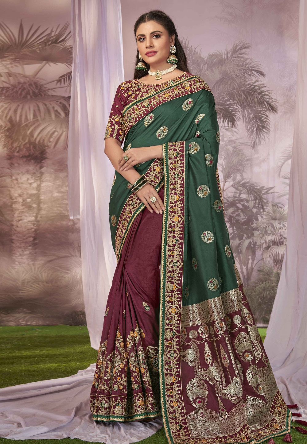Maroon Banarasi Silk Saree 287803