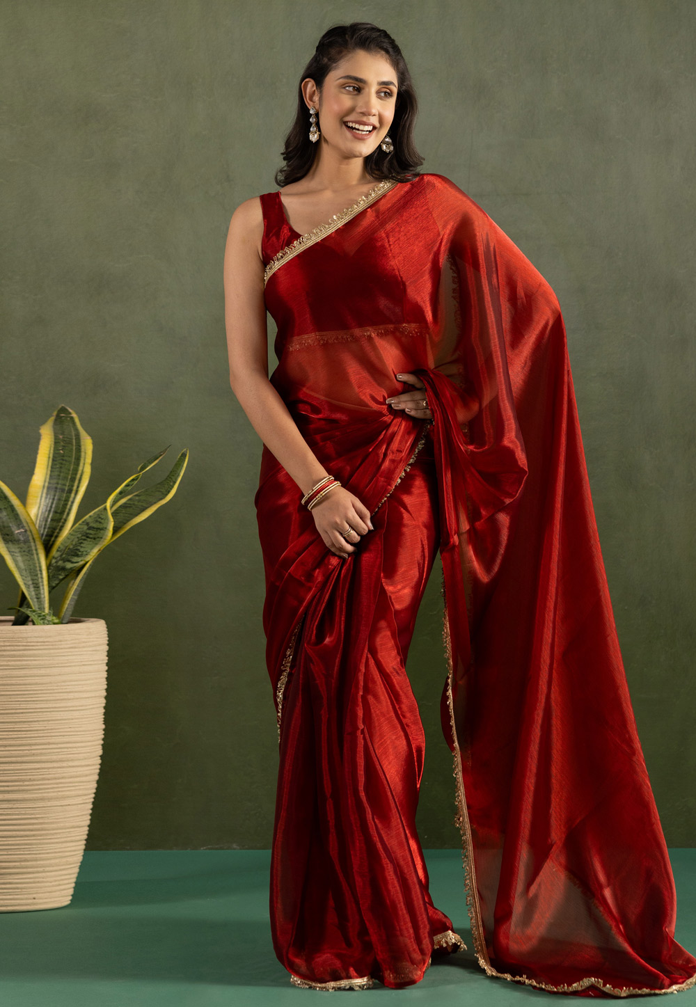 Maroon Chiffon Lehenga Saree 311582