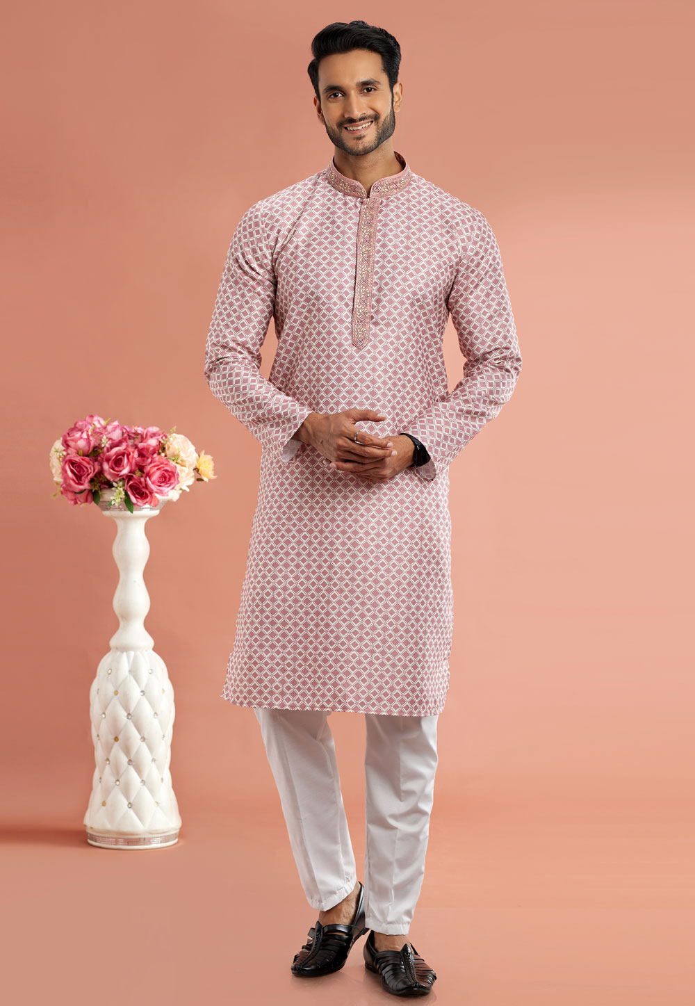 Maroon Cotton Kurta Pajama 283324