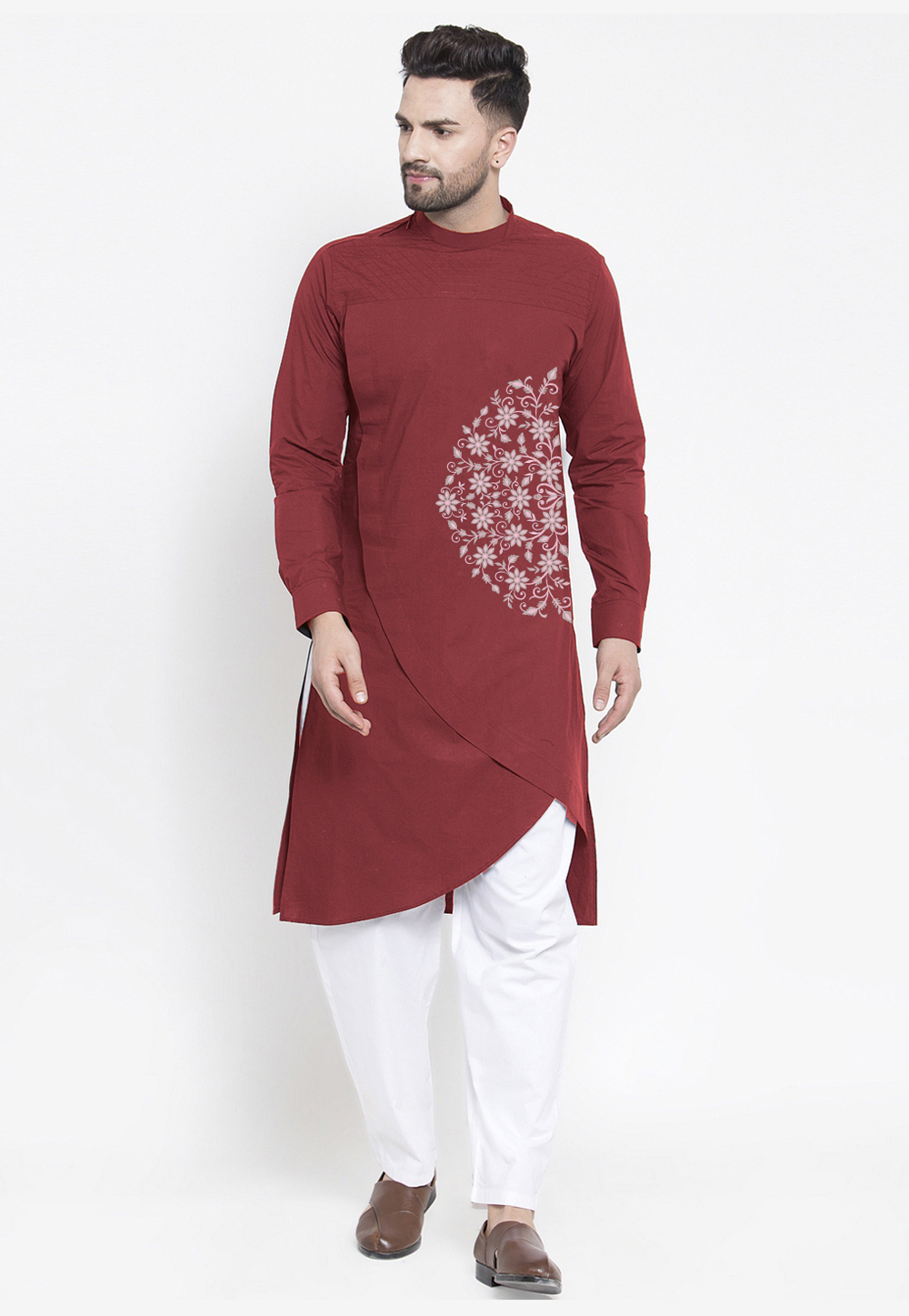 Maroon Cotton Kurta Pajama 282934