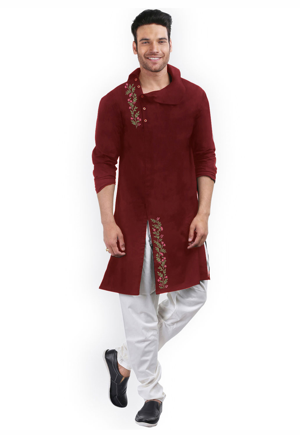 Maroon Cotton Kurta Pajama 282943