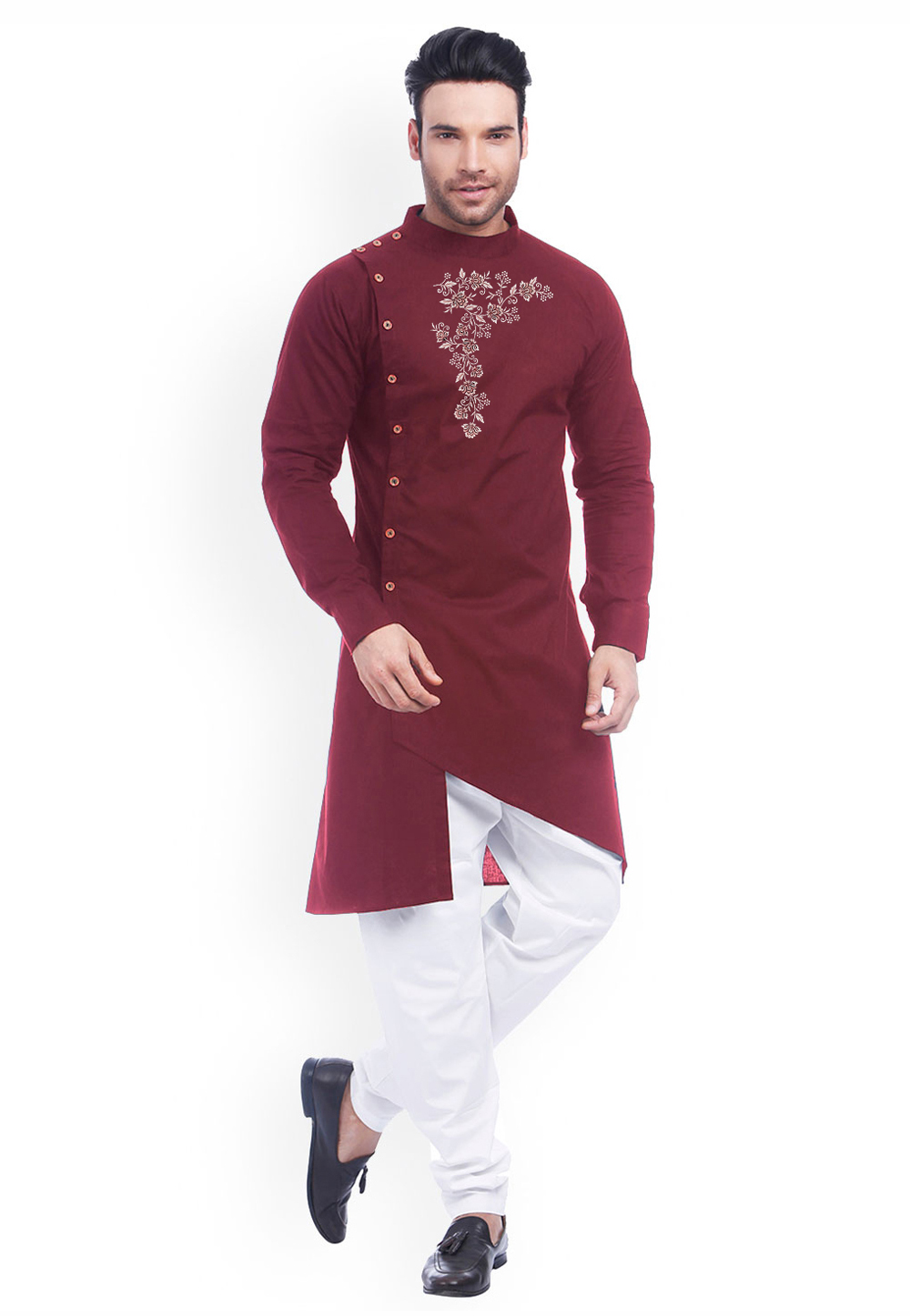 Maroon Cotton Kurta Pajama 282947