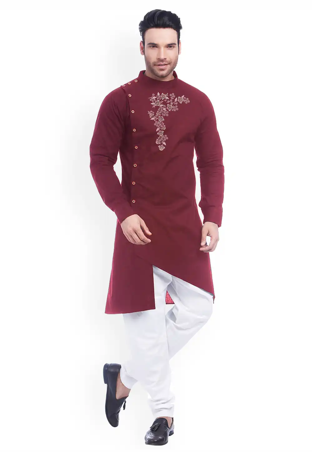 Maroon Cotton Kurta Pajama 282947
