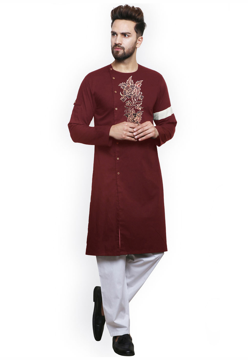 Maroon Cotton Kurta Pajama 282954