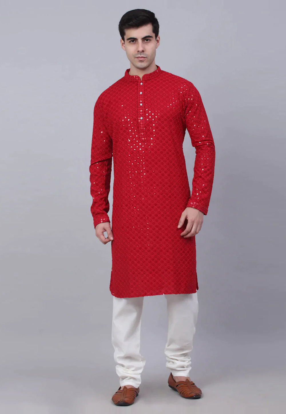 Maroon Cotton Kurta Pajama 281672