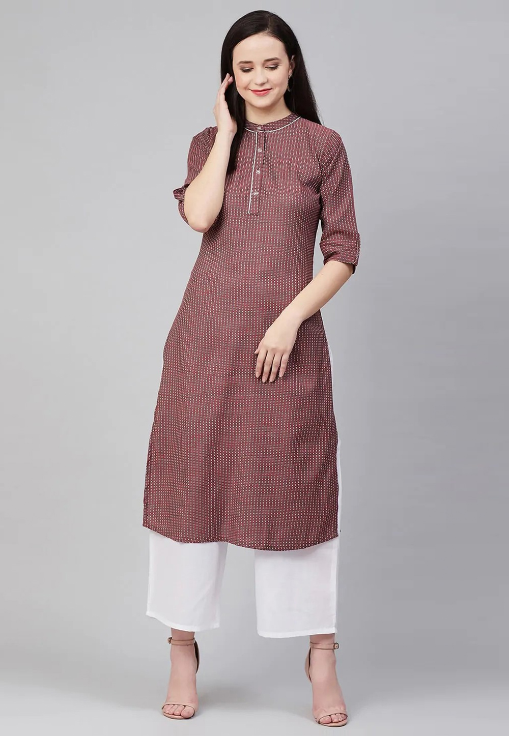Maroon Cotton Long Kurti 282206