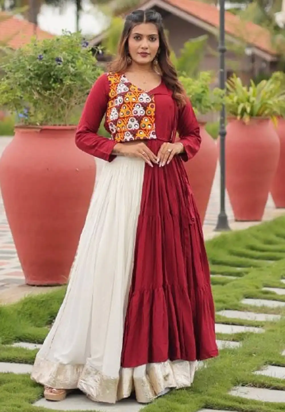 Maroon Cotton Navratri Chaniya Choli 314535