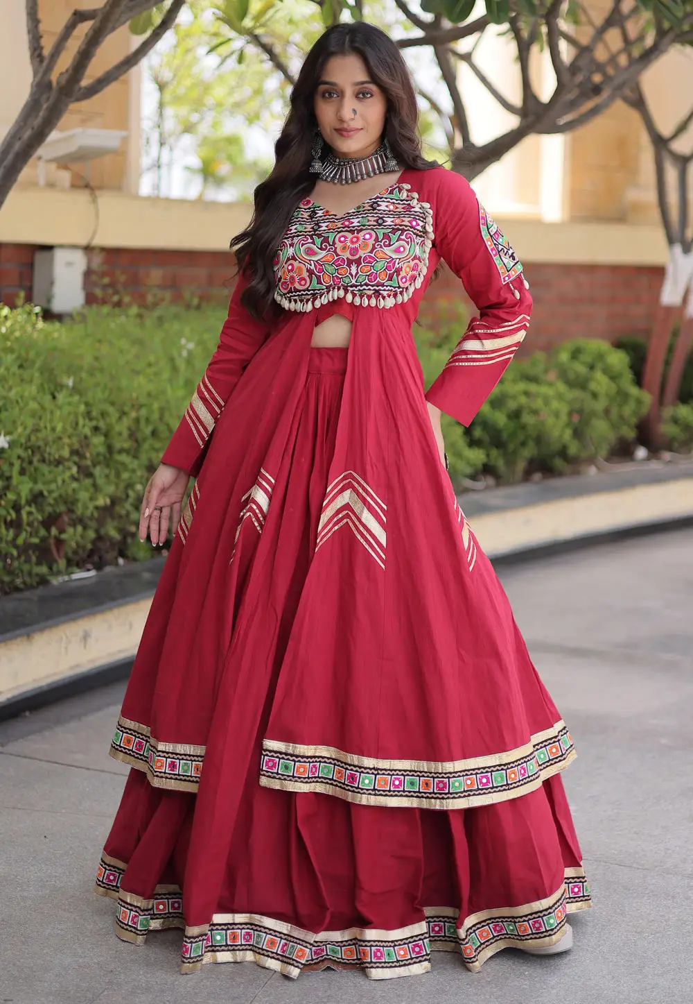 Maroon Cotton Navratri Chaniya Choli 333898