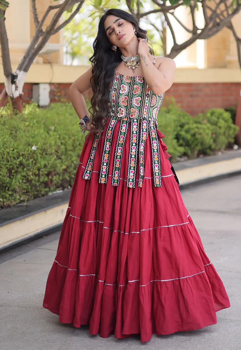 Maroon Cotton Navratri Chaniya Choli 333685