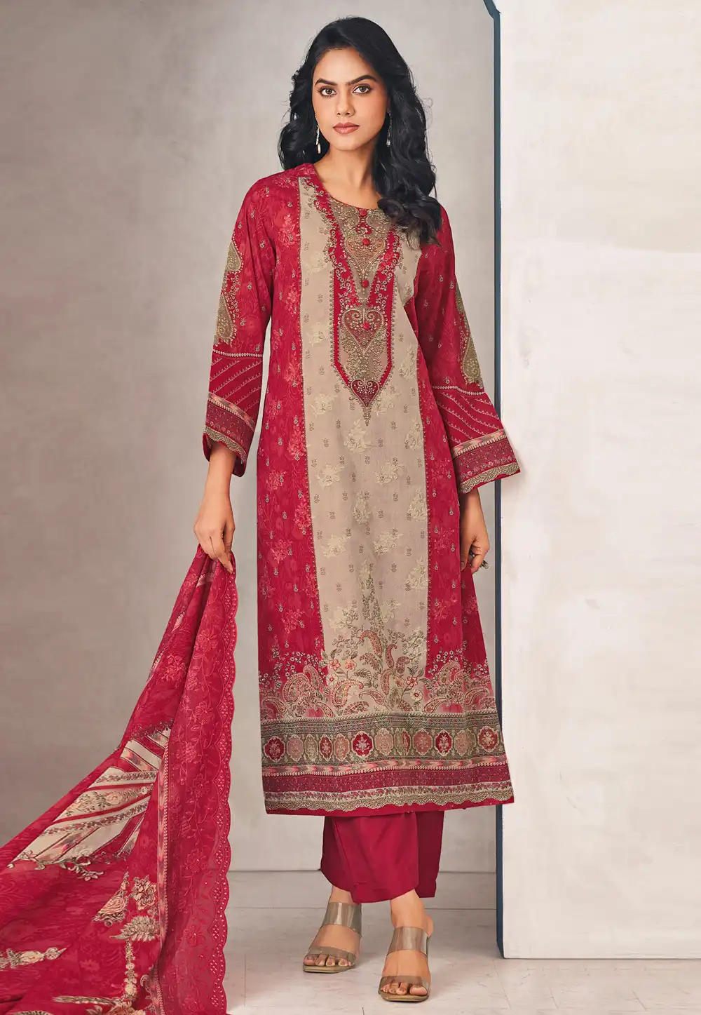 Maroon Cotton Pakistani Suit 314851