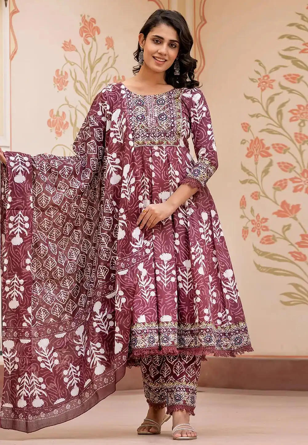 Maroon Cotton Readymade Pant Style Suit 308071