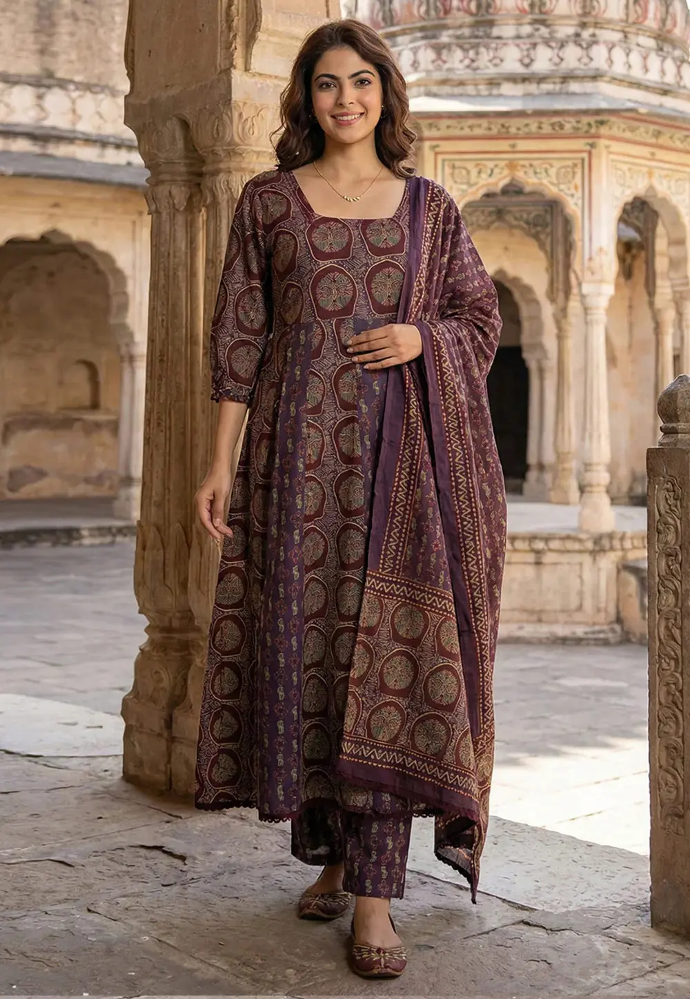 Maroon Cotton Readymade Pant Style Suit 331435